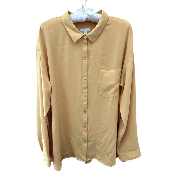 J.Jill Tops - J.JILL | Mustard Yellow Button Down Long Sleeve Blouse Top Classic Career | XL